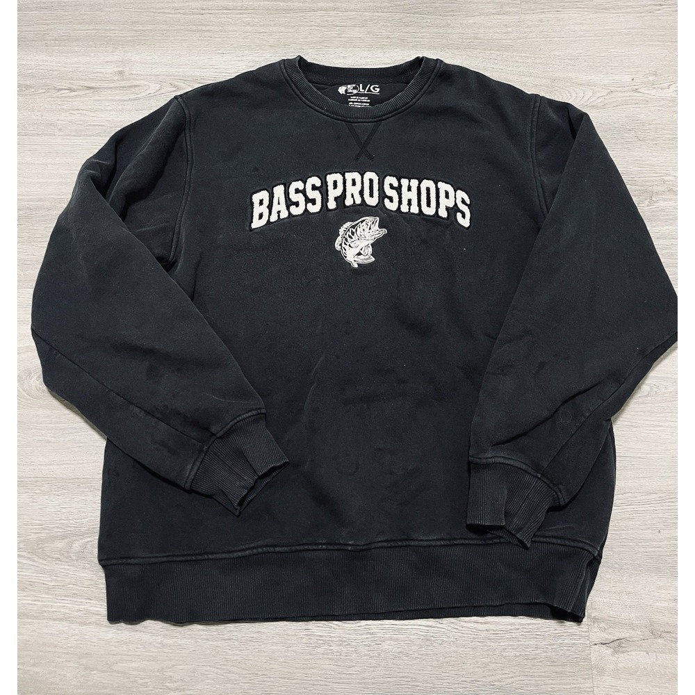 Bass Pro Shops Mens Vintage Crew Neck Long Sleeve Sweatshirt Embroidered‎ Size L